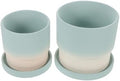 2 Pack Ceramic Flowerpots with Drainage Holes for Indoor Succulents by ADOCARN