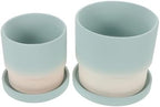 2 Pack Ceramic Flowerpots with Drainage Holes for Indoor Succulents by ADOCARN