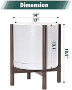 D'vine Dev Ceramic Pot with Walnut Wood Stand, White, 14 in, 55-B-T-1 - Image 3