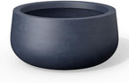 Kante Modern Home Minimalist 11" Dia Charcoal Concrete Bowl Planter by Unknown