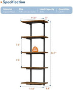Harwaya 5 Tier Wall Bookshelf Unit for Bedroom Books, Large Floating Book Shelves Wall Mounted, Rustic Wood Lack Tiered Hanging Shelf for Kitchen Office Living Room Corner (Dark Brown) - Image 2