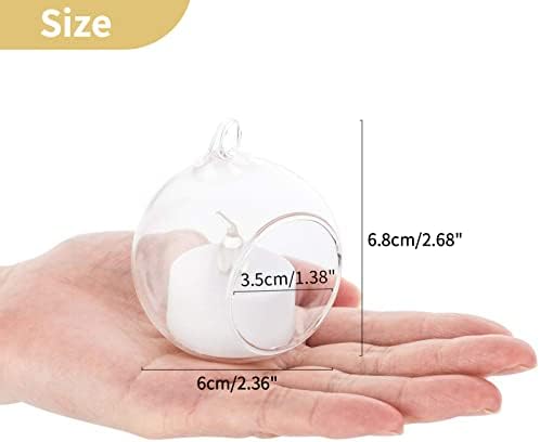 108 Pcs Mini Hanging Tealight Holder with LED Candles, 2.36in Hanging Glass Globes Candle Holder, Hanging Glass Terrarium Glass containers for Wedding Party Tree Decoration (Contains LED Candles) - Image 6