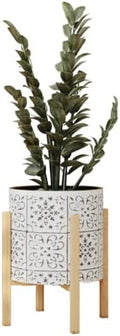 EverNest Tristan Bohemian White and Black Planter with Kinsley Stand, SelectBase Decorative Planter Pots, Contemporary, Eclectic Boho Style Indoor Plant Pots (Small, 1 Gallon) by EverNest