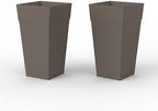 Bloem Finley 25" Tall Recycled Plastic Tapered Planter, Peppercorn, 2-Pack by Bloem