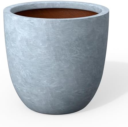 Kante Modern Home Minimalist 14" Dia Blue Gray Concrete Bowl Planter by Unknown