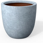 Kante Modern Home Minimalist 14" Dia Blue Gray Concrete Bowl Planter by Unknown