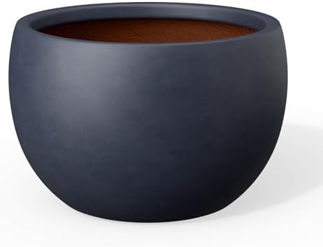 Kante Charcoal Concrete Planter 20" Dia All-Weather Round Large Pot by Unknown