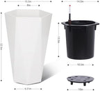 22.5 Inch Tall Planters Set of 2, Outdoor Planters Self Watering Plant Pots with Water Level Monitor, Multiple Drainage Holes, Flower Pots for Patio, Porch, Living Room, or Home Office, White - Image 5