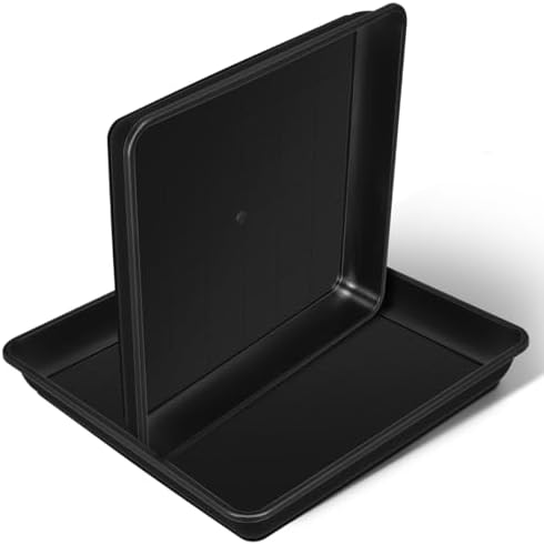 DOITOOL 2 pcs Square Plant Saucer 16 inch Plastic Plant Tray for Indoor Outdoor Potted Flowers No Hole Drip Tray Water Catcher Base Plate for Pots and Seed Starting by DOITOOL
