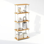 Furinno Turn-N-Tube Book Shelf, 5-Tier Bookshelf, Bookcase with Multipurpose Compact Display Rack, 11.6 x 23.6 x 57.4, for Living Room, Bedroom, Home Office, Beech/White by Furinno-FitsYourSpaceFitsYourBudget