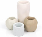 Eyely Nora Modern Minimalist Handmade Concrete Organic Sculptural Cylinder and Round Planter Set with Drainage Holes, Matte Warm Neutral (Set of 4) (NLP1001A-4SET) - Image 2