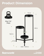 Bamworld Plant Stand Indoor Outdoor 3 Tier Corner Plant Shelf Metal Holder - Image 2