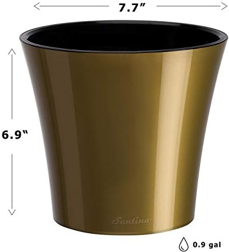 Gardenera 7.7" ARTE Self Watering Planter (Set of 3) in GOLD/BLACK - Indoor Flower Pot for All House Plants, Flowers, Herbs, Succulents, Orchideas, Dahlias and African Violets - Image 2