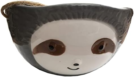 SILVERFEVER Sloth Hanging Planter | Succulent Plant Pot |Indoor Outdoor Ceramic Animal Planters Pots| Flowerpot Container (1, Grey-Sloth Face) - Image 7