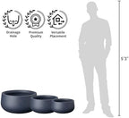 Kante 15.7 Inch-Dia Round Concrete Bonsai Planter with Drainage Hole, Large Plant Pot for Indoor Outdoor Plants, Suitable for Patio, Garden, Home, Charcoal - Image 4