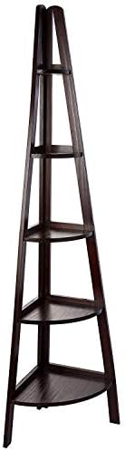 Casual Home 100% Solid Wood 5-Shelf Ladder Bookcase, Corner, 72"H, Espresso by CasualHome
