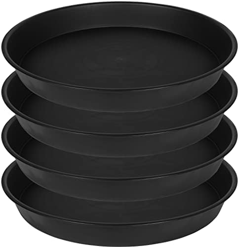 4 Pack of 18 19 inch Plant Saucer Drip Tray, 17 19 21 23 25 27 inch Heavy Duty Large Deep Plant Saucers for Pots, Plastic Flower Planter Water Trays for Indoors Outdoor (19", Black) by Bleuhome