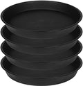 4 Pack of 20 21 inch Plant Saucer Round, Deep Plant Saucers for Pots, Heavy Duty Plastic Plant Drip Tray for Indoors Outdoor, Bird Bath Bowls, Plant Trays for Planter 19-22" (21 inch, Black) by Bleuhome
