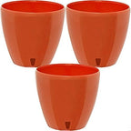 DECOPOTS - 3 Pack Self Watering Planter - Indoor Decorative Flower Pot with Drainage Cartridge and Water Level Indicator (5.5", Poppy Red) - Image 2