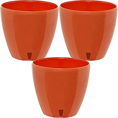 DECOPOTS - 3 Pack Self Watering Planter - Indoor Decorative Flower Pot with Drainage Cartridge and Water Level Indicator (5.5", Poppy Red) - Image 2