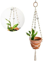 Macrame Plant Hanger Disco ball decor Hanging planters for indoor plants Cool gifts for plant lovers Boho plant pots plant stand indoor Hanging planters for outdoor plants Boho Decor (Vanilla White) by HandmadeByUruba