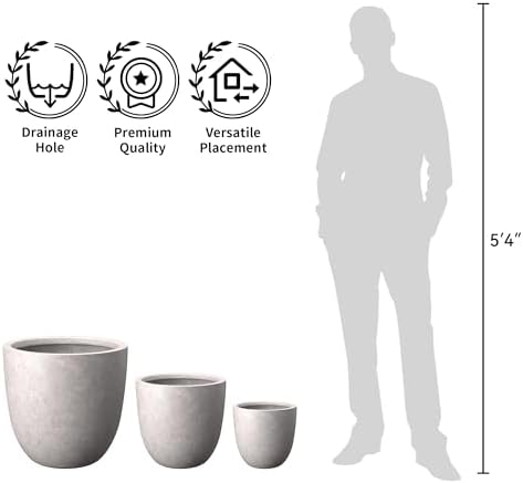 Kante 3-Pack 18" 14" 10" W Round CON Gray Concrete Planters - Image 3