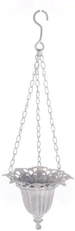 Vintage Iron Hanging Planter Basket with Chain, Rustic Distressed Metal Flower Pot Holder for Indoor Outdoor Plants, Farmhouse Hanging Wall Ceiling Decor, 17.7 Inch - Image 3