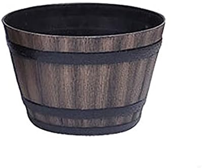 Resin Whiskey Barrel Flower Pot Round Planter Indoor Outdoor Garden Yard Patio.-23.2 * 16 * 15.4cm by Unknown