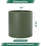 D'vine Dev Plastic Planter Pot with Saucer, 14 in, Olive, 74-X-I-4 - Image 3