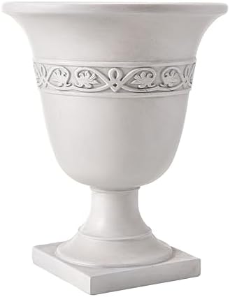 Merax 2 Set 20.47" H Classic Outdoor Planter with Drainage, Antique White - Image 3