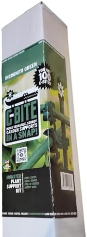 5' Monster Plant Support Kit | Grow Monster Plants Like Tomatoes & Cucumbers | Includes to Get Started - Steel Stakes, Stake Safety Caps, Foot Long Plant Ties by C-BITEDIYPlantSupportClips