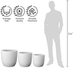 Kante Set of 3 White Concrete Curved Round Planters for Modern Home - Image 4