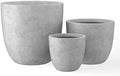 Kante Set of 3 Pale Gray Concrete Bowl Planters 18" 14" 10" Dia by Unknown