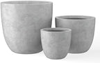 Kante Set of 3 Pale Gray Concrete Bowl Planters 18" 14" 10" Dia by Unknown