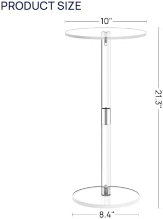 HMYHUM Acrylic Drink Table for Small Spaces, 10" L x 10" W x 21.3" H - Image 3