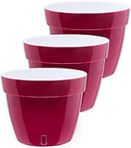 Gardenera 10.6" ASTI Self Watering Planter (Set of 3) in RED-Pearl/White - Modern Flower Pot with Water Level Indicator for All House Plants, Flowers, Herbs, Succulents and Hanging Plants by Gardenera