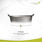 Headwind Decorative Planter - Oval Galvanized Tubs Planter with Handles – 12 Inch Lightweight Steel Indoor Oval Plant Pot with Drainage Holes – Large Galvanized Tub Flower Bucket – Outdoor Planter - Image 5