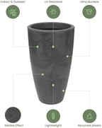 27.6" Tall Planter | Eco-Friendly, Durable, Lightweight | Indoor/Outdoor Use, All-Weather, Contemporary Design by Brazilian Artisans - Black - Image 4