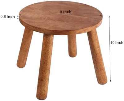 Round Solid Wooden Stool,Plant Stand,Step Stool,Walnut,10" H - Image 3