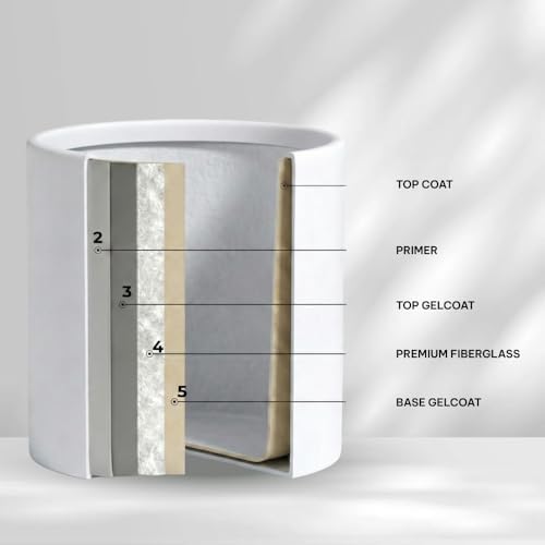 Wil&Vic89s Mars Cylinder Fiberglass Planter 11.8x11.8 Indoor Outdoor White - Image 3