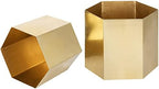 MyGift Metallic Brass Metal Hexagon Planter Pots Set of 2 Handmade in India - Image 6