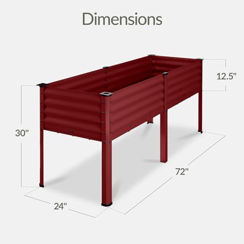Best Choice Products 72x24x30in Non Toxic Galvanized Raised Garden Bed, Metal Elevated Planter Box, Vegetable Garden, 100% Non Toxic Materials - Royal Red - Image 2