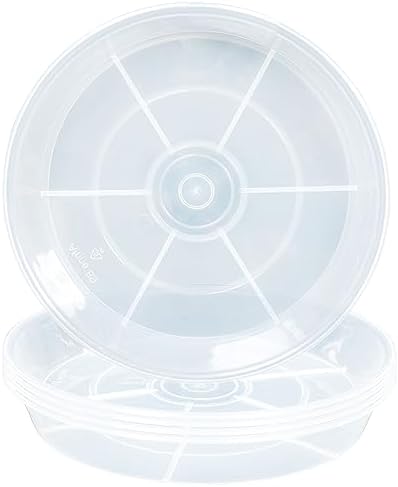 6 Pack Plant Saucer Drip Tray 16 inch, Potting Trays for Plants, Heavy Sturdy Plastic Planter Flower Pot Saucers for Indoor Outdoor Garden, Plant Water Drip Trays for pots (16", Clear) by Afrine