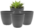 Bloem Dayton 6" Recycled Plastic Planter with Saucer, Charcoal, 4-Pack by Bloem