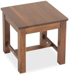 12" Wooden Step Stool, Small Wood Stool for Bathroom, Kitchen - Walnut by VICTORYRELAX