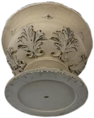 13" H X 18" W MGO Grecian Urn Planter, Large Low-Profile Lightweight Concrete Pedestal Pot, Ornate Stone-Look Garden Bowl with Drainage Hole, Outdoor Flower Pot for Entryway & Porch, Antique White - Image 5