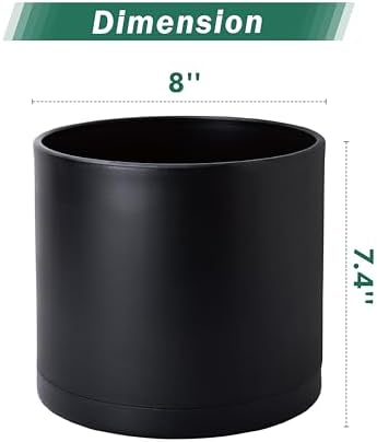 D'vine Dev 2-Pack Black Plastic Planters with Saucers, 8 in, 74-Y-M-1 - Image 2
