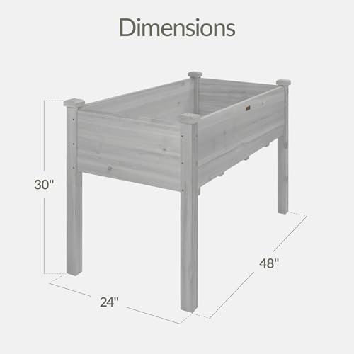 Best Choice Products 48x24x30in Raised Garden Bed, Elevated Wood Planter Box Stand for Backyard, Patio, Balcony w/Bed Liner, 200lb Capacity - Gray - Image 2
