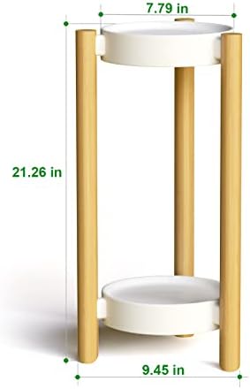 2-Tier Plant Stand Indoor, Tall Bamboo Corner Shelf for Multiple Plants - Image 6