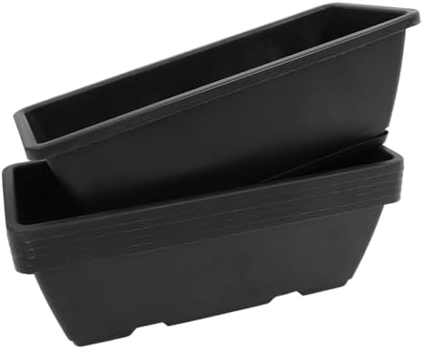 Happyyami Rectangular Plastic Flower Pots 6pcs with Saucers for Plants by Happyyami